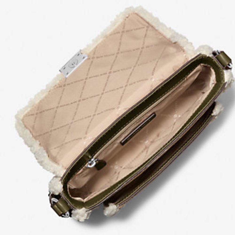 MICHAEL KORS Bradshaw Medium Suede and Faux Shearling Messenger Bag
Olive 
NWT - Picture 4 of 16